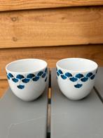 2 vintage mokken met blauwe waaier Catchii, Huis en Inrichting, Keuken | Servies, Ophalen of Verzenden, Zo goed als nieuw, Overige stijlen