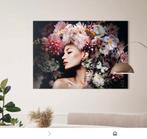 Mooie schilderij vrouw met bloemen hoed  100/140, Antiek en Kunst, Ophalen