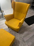 Grote Gele IKEA Fauteuil met Voetenbank, Ophalen, Zo goed als nieuw, Stof, 75 tot 100 cm