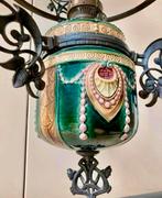 Te koop, Antieke Majolica Olielamp, Antiek en Kunst, Antiek | Lampen, Ophalen of Verzenden