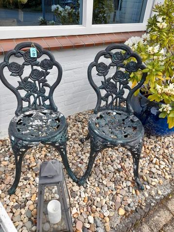 Setje 2 brocante Franse tuin stoeltjes  beschikbaar voor biedingen