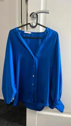 Satijnen blouse, Kleding | Dames, Blouses en Tunieken, Blauw, Maat 42/44 (L), Ophalen of Verzenden, Zo goed als nieuw