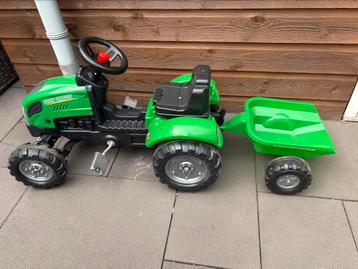 Falk kinder trap tractor groen met aanhanger beschikbaar voor biedingen