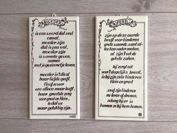 Spinx hang tegeltjes…gedichtjes…Vader Moeder…nieuwst…samen beschikbaar voor biedingen