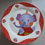 Kinderbordje, bordeaux/wit, met olifantje, Huis en Inrichting, Keuken | Servies, Ophalen, Gebruikt, Bord(en), Overige stijlen