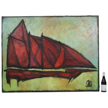 Abstracte Boot Kunst Olie Op Doek XL Schilderij 146cm beschikbaar voor biedingen