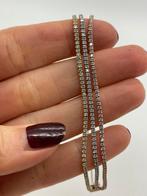 A529 Prachtige zilveren armband tricolor strass, Sieraden, Tassen en Uiterlijk, Armbanden, Ophalen of Verzenden, X, Goud, X