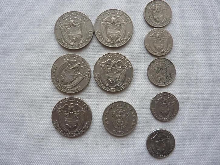 11 oude munten Panama midden-amerika 1966-1973 balboa's, Postzegels en Munten, Munten | Amerika, Losse munt, Midden-Amerika, Verzenden