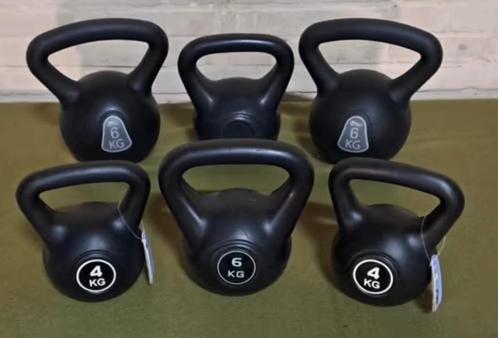 6 x kettlebell (2 x 4kg + 4 x 6kg), Sport en Fitness, Fitnessmaterialen, Gebruikt, Kettlebell, Armen, Benen, Borst, Buik, Rug
