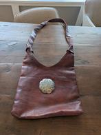 Prachtige Vintage Bohemian hobo Tas – Cognac/rood Leer, Ophalen of Verzenden, Gebruikt, Bruin, Handtas