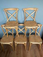 5 kruisstoelen crosschairs met webbing zitting, Huis en Inrichting, Stoelen, Ophalen of Verzenden, Bruin, Vijf, Zes of meer stoelen