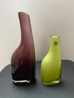 Ikea vintage Okkso vaasjes, Ophalen of Verzenden, Minder dan 50 cm, Groen, Glas