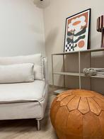 Nieuwe Marokkaanse handgemaakte leren poef, gevuld, Huis en Inrichting, Banken | Voetenbanken en Poefen, Ophalen of Verzenden