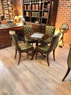 Chesterfield stoeltjes set van 4 groen leer, Ophalen