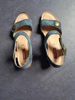 Sandaal denim en sleehak, Blauw, Zo goed als nieuw, Sandalen of Muiltjes, Ophalen of Verzenden