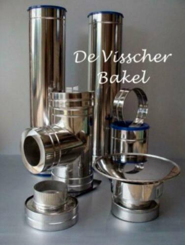 Kachelpijp nisbus bocht rozet rookkanaal koord glas houtkach, Huis en Inrichting, Woonaccessoires | Overige, Nieuw, Ophalen of Verzenden