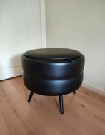 Vintage unieke zwarte poef/stof Schotse ruit/jaren '40., Ophalen, Gebruikt