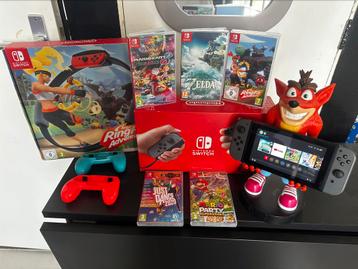Nintendo switch+mario kart en zelda tears of the kingdom beschikbaar voor biedingen