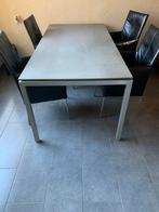 Moderne Eetkamerset met Stenen Tafelblad en Lederen Stoelen, Ophalen, Gebruikt, Metaal