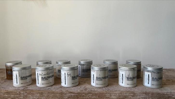 Bauwerk samples 12x (incl. Bone & Mykonos), Doe-het-zelf en Verbouw, Verf, Beits en Lak, Nieuw, Verf, Minder dan 5 liter, Ophalen of Verzenden