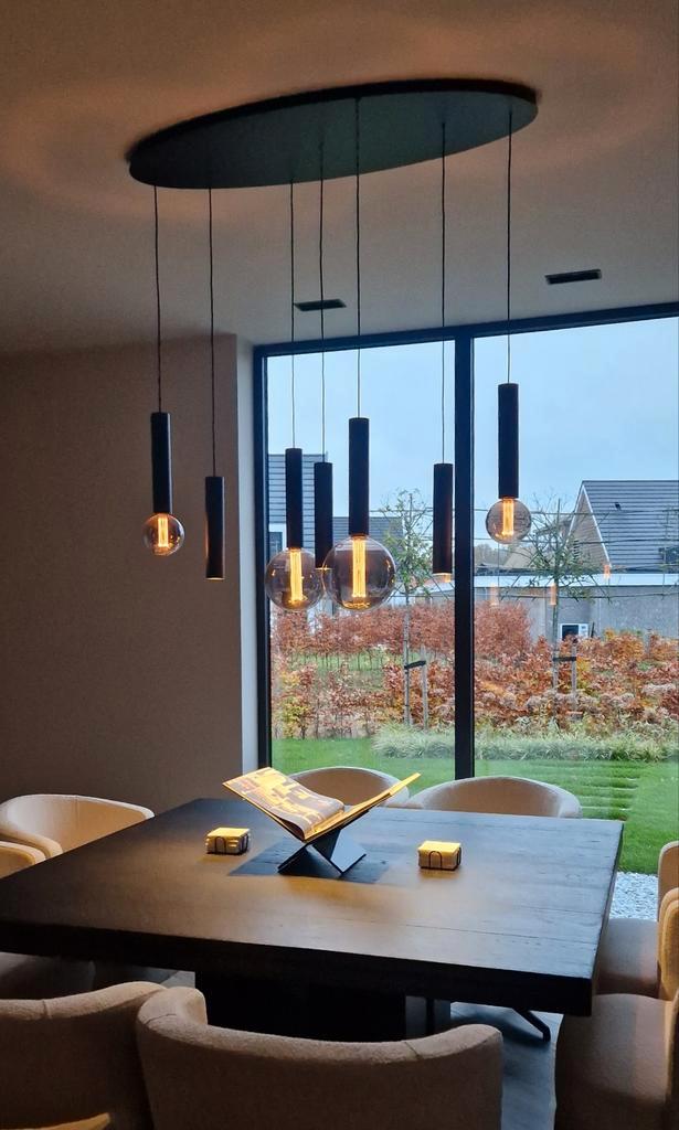 Hanglamp met bollen en staven, incl. lichtbronnen, Huis en Inrichting, Lampen | Hanglampen, Zo goed als nieuw, 75 cm of meer, Ophalen