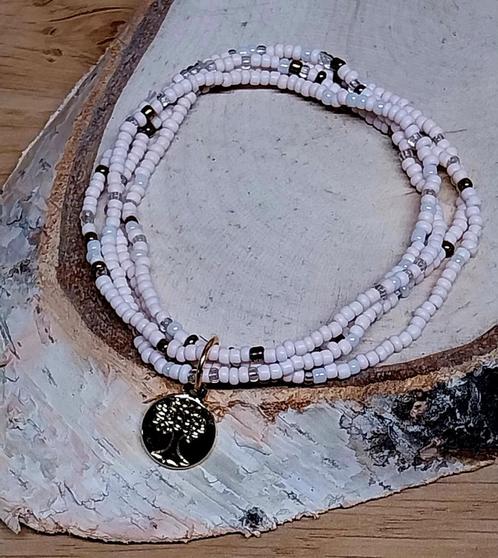 armbandjes lichtroze/wit kraaltjes life tree, Sieraden, Tassen en Uiterlijk, Armbanden, Overige materialen, Wit, Met bedels of kralen