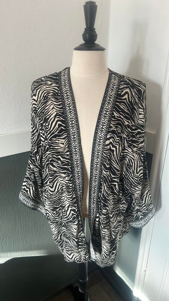 Kimono zebra zwart creme xxl maat 44 46 viscose, Ophalen of Verzenden, Zo goed als nieuw, Maat 46/48 (XL) of groter, Beige