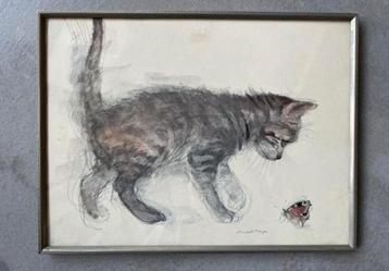 Mads Stage kitten kat poes Egel tegel oud lijstje beschikbaar voor biedingen