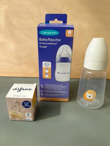 Setje babyflesjes en speen Difrax/Lansinoh beschikbaar voor biedingen