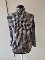 Zwart/witte zijde pied-de-poule blouse - maat 42 ***zgan***, Ophalen of Verzenden, Zo goed als nieuw, Maat 42/44 (L), Zwart