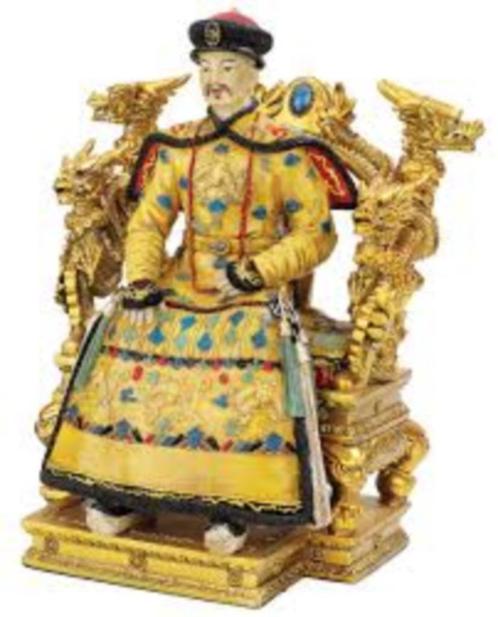 chinese keizer op troon van dragons-dynastie, ming dynastie, Antiek en Kunst, Kunst | Beelden en Houtsnijwerken, Verzenden