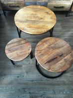 Set van 3 salontafeltjes, Huis en Inrichting, Tafels | Salontafels, Ophalen, Gebruikt, 50 tot 100 cm, Rond