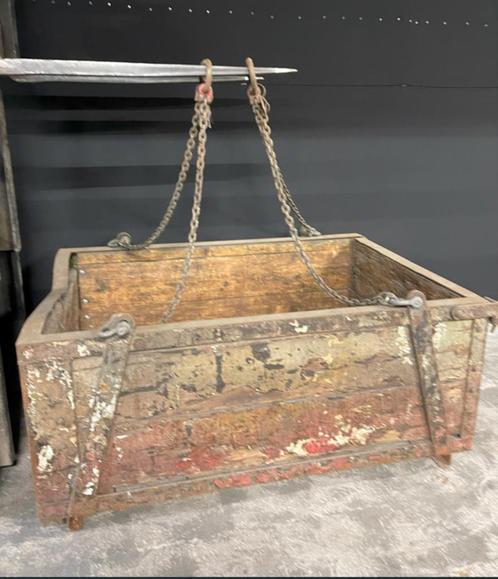 Oude Industriële Houten Transportkist, Antiek en Kunst, Curiosa en Brocante, Ophalen