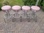 4 roze Amerikaanse Bel Air barkrukken retro sixties fifties, Huis en Inrichting, Ophalen, 60 tot 90 cm, Met voetsteun, Zo goed als nieuw