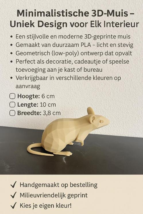 3D-Geprinte Muis - Geometrisch, Dieren en Toebehoren, Overige Dieren-accessoires, Nieuw, Ophalen of Verzenden