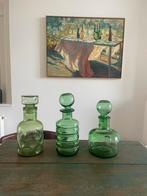 Oude Italiaanse groene Empoli karaffen, Antiek en Kunst, Antiek | Glas en Kristal, Ophalen of Verzenden