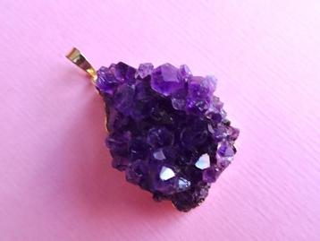 jwg Vintage 70s amethist amethyst steen hanger paars goud kl beschikbaar voor biedingen