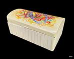 2253 vintage opberg blik fleurig motief 7x16x10cm, Ophalen of Verzenden, Overige