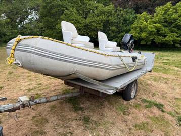 Rubberboot met aluminum bodom en 5pk 4takt moter met kar beschikbaar voor biedingen