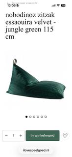 Nobodinoz groen velours zitzak met extra grijze fluffy hoes, Huis en Inrichting, Zitzakken, Ophalen, Zo goed als nieuw, Grijs