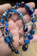 Mooie vintage Murano blauwe glazen kralen ketting, Ophalen of Verzenden