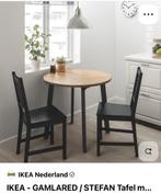 Ronde eettafel met 2 eetstoelen., Ophalen, 100 tot 150 cm, Rond, 50 tot 100 cm
