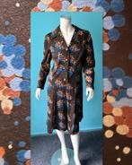 Vintage jaren 70 jurk bruin met motief maat 42, Bruin, Verzenden, Maat 42/44 (L), Vintage