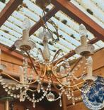 Kroonluchter kristal goud 6 armen .56 cm doorsnede 40 cm ho, Ophalen, Gebruikt
