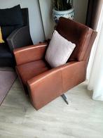 Draaifauteuil Haveco Primium leder op kruisvoet metaal, Huis en Inrichting, Leer, Ophalen of Verzenden, 75 tot 100 cm, Zo goed als nieuw