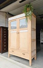 Antieke grenen Art Deco meidenkast vintage linnenkast kast, Ophalen of Verzenden