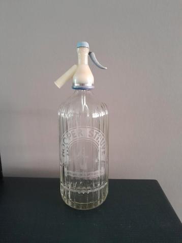 Oude sifon spuitfles gegraveerd beschikbaar voor biedingen