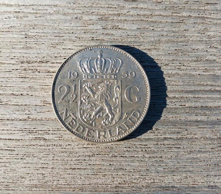 Rijksdaalder 1959 zilver Koningin Juliana, Postzegels en Munten, Munten | Nederland, 2½ gulden, Koningin Juliana, Zilver, Ophalen of Verzenden