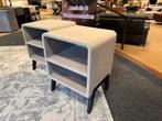 Nachtkastjes Beige stof 2x €149,- Direct/leverbaar E-7127, Ophalen, Minder dan 45 cm, Nieuw, 55 tot 70 cm
