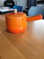 Vintage geëmailleerde oranje pan uit Frankrijk/Aubeco, Ophalen of Verzenden, Gebruikt, Gietijzer